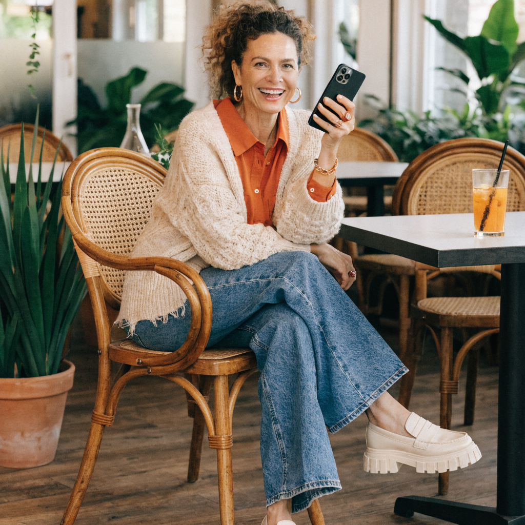 Happy woman using MetaSense