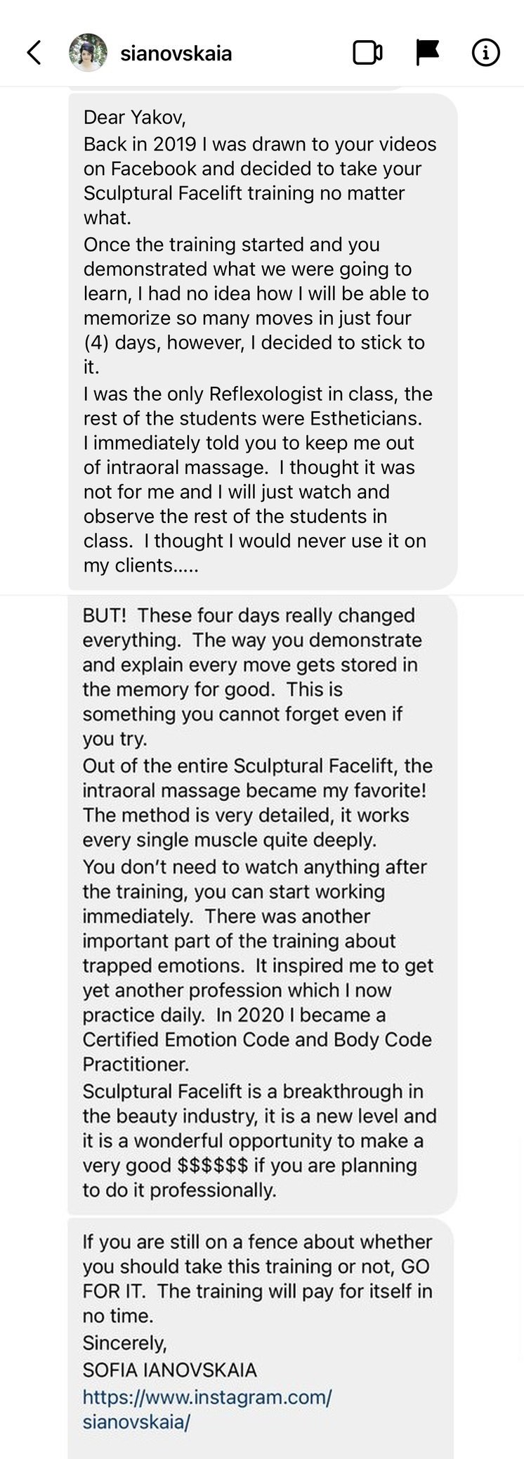Student review - Sofia Ianovskaia